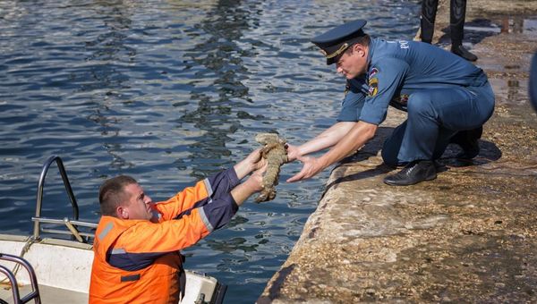 Водолазы МЧС обнаружили останки двух бойцов Красной армии в ходе работ по разминированию военного транспортного судна Жан Жорес, затонувшего на дне Феодосийского залива в годы Великой Отечественной