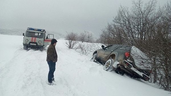 Машина в снежном заносе