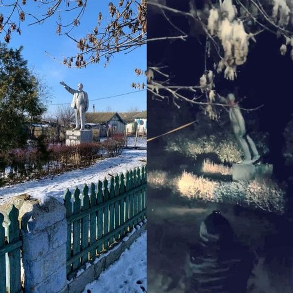 Снос памятника Ленину на Украине