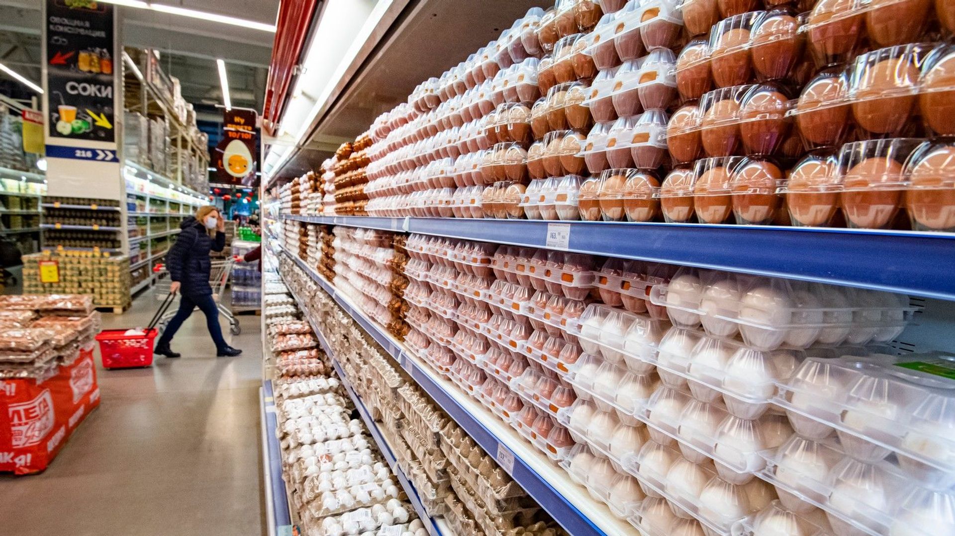 В супермаркете выбор яйца покупатель продукты корзина потребитель - РИА Новости, 1920, 07.04.2026