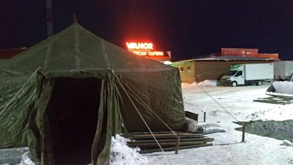 Пункт обогрева от МЧС РФ в районе трассы Таврида