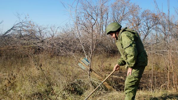 Разминирование местности у линии соприкосновения в Донбассе