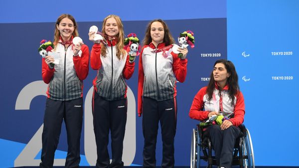 Российские спортсменки, члены сборной России (команда ПКР) Анастасия Гонтарь, Елизавета Сидоренко, Виктория Ищиулова и Ани Палян
