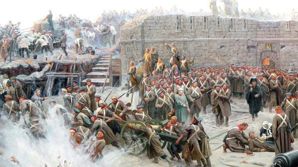 Адмирал Нахимов на Малаховом кургане - Панорама Оборона Севастополя 1854 - 1855 гг в Музее героической обороны и освобождения Севастополя Адмирал Нахимов на Малаховом кургане - Панорама Оборона Севастополя 1854 - 1855 гг в Музее героической обороны и освобождения Севастополя