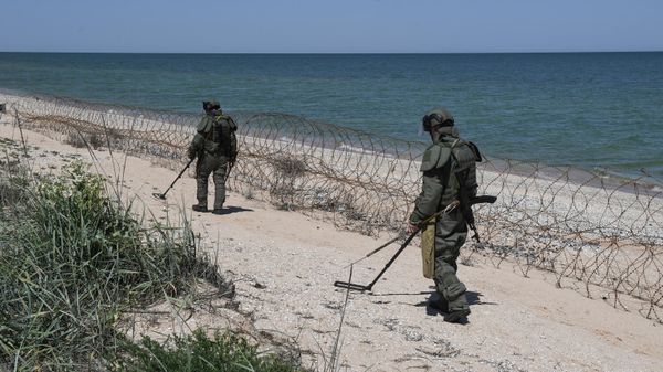 Российские саперы ведут работы по разминированию Арабатской стрелки