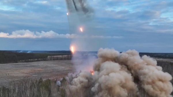 Боевая работа расчетов реактивных систем Ураган в зоне спецоперации