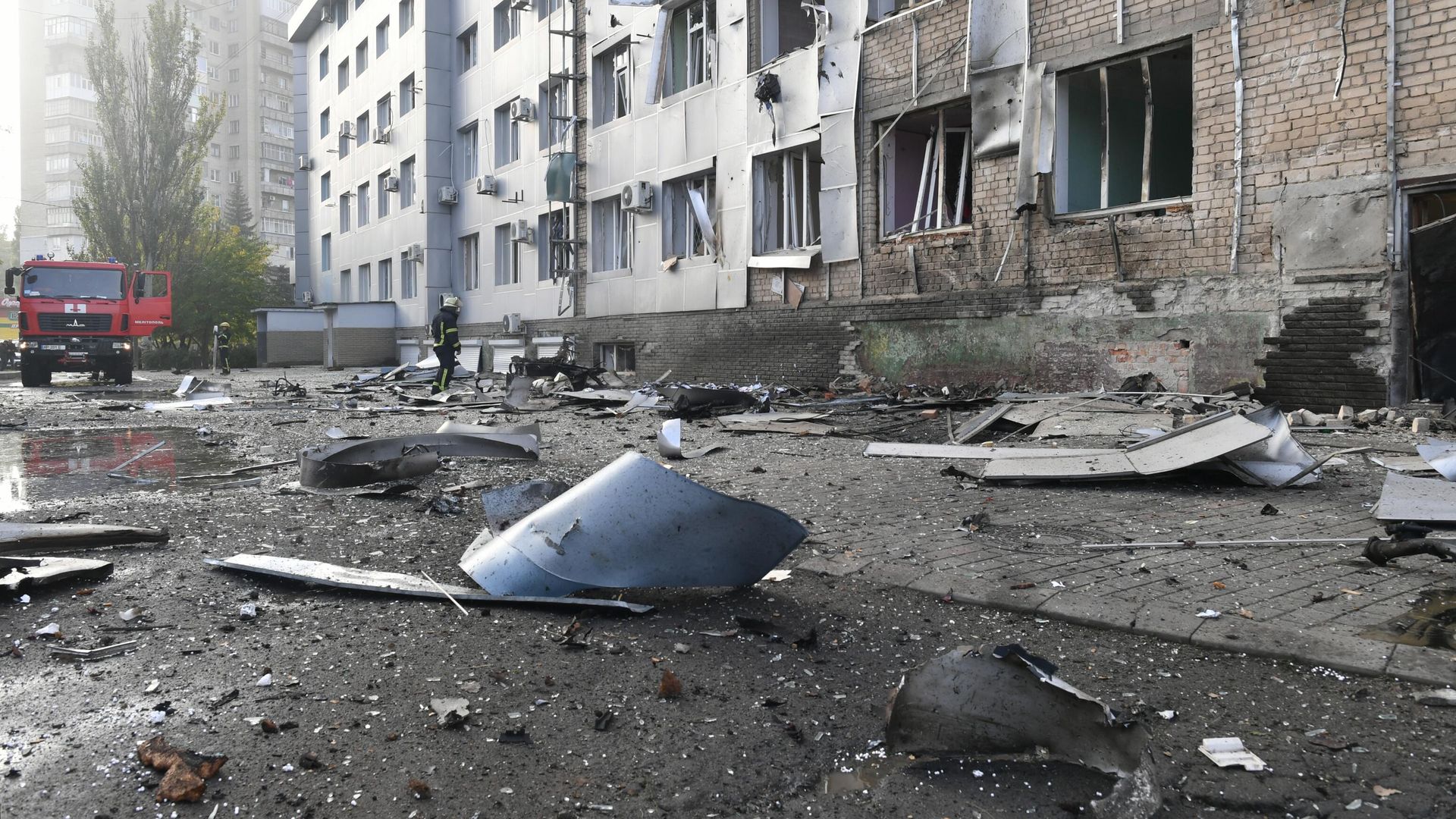 Взрыв у здания запорожской областной телекомпании ЗаТВ в Мелитополе - РИА Новости, 1920, 25.10.2022