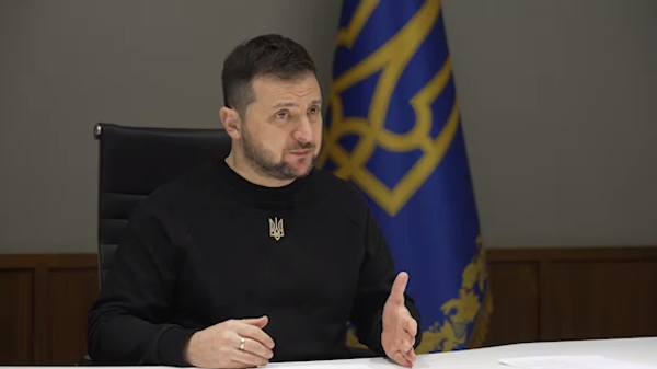 Президент Украины Владимир Зеленский во время выступления на украино-французском форуме Солидарность с украинским народом. 13 декабря 2022 