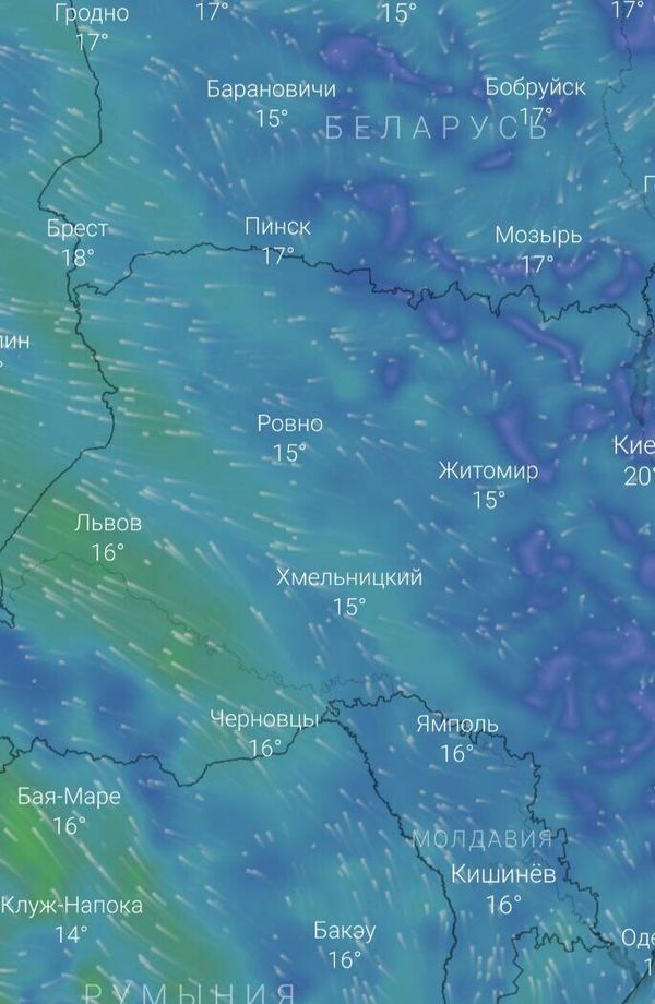 Скриншот с сервиса Ventusky