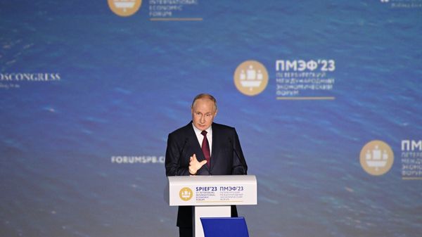 Президент РФ Владимир Путин на пленарном заседании ПМЭФ-2023