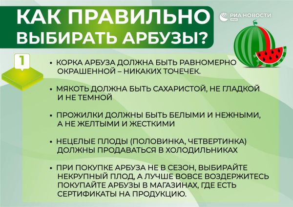 Инфографика. Как правильно выбирать арбуз