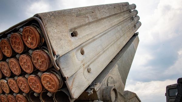 Работа расчета РСЗО Град в зоне СВО