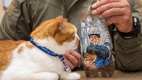 Портрет Кота Мостика на перьях