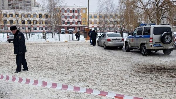 Сотрудники полиции у гимназии №5 в Брянске, где восьмиклассница устроила стрельбу