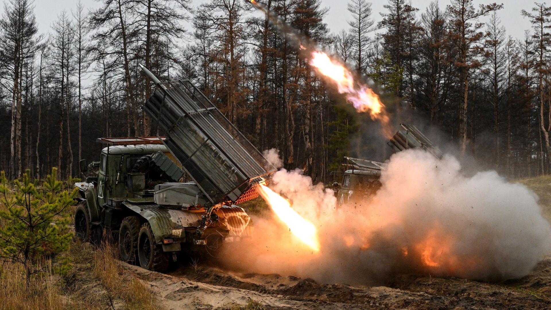 Боевая работа расчетов РСЗО БМ-21 Град  - РИА Новости, 1920, 17.05.2024