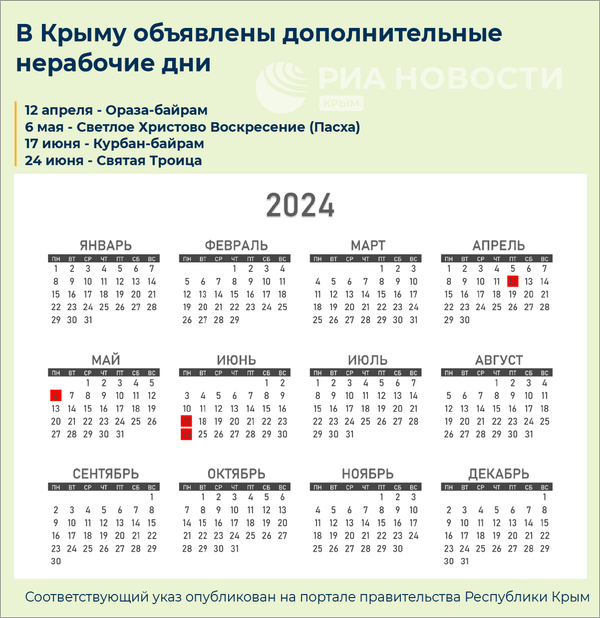 Дополнительные выходные в Крыму