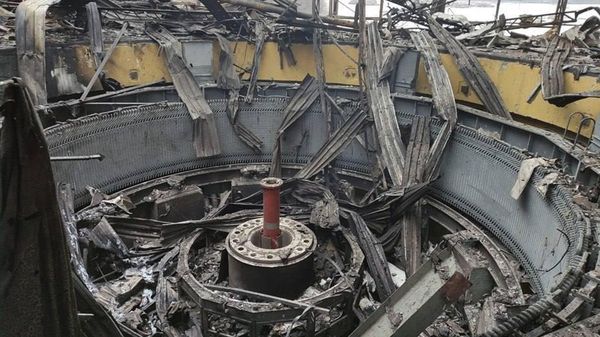 ДнепроГЭС в Запорожье после пожара и взрыва