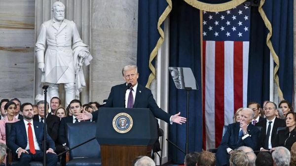 Президент США Дональд Трамп во время инаугурационной речи
