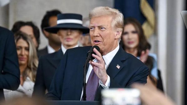 Президент США Дональд Трамп во время инаугурационной речи