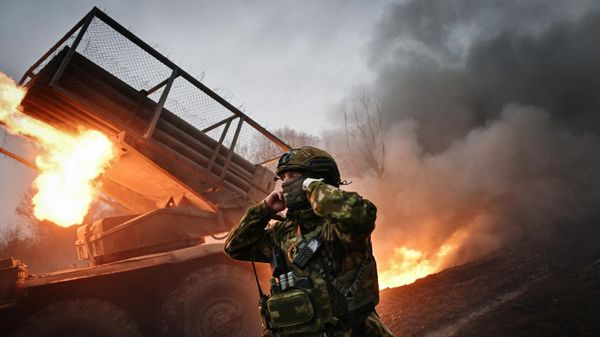 Боевая работа артрасчета РСЗО Град 
