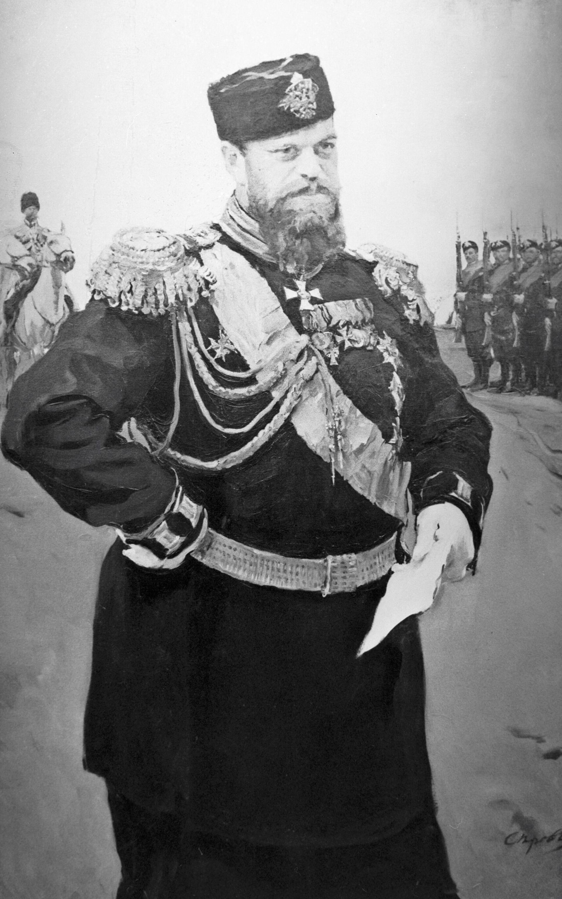 Репродукция портрета императора Александра III с рапортом в руках. Художник В. Серов, 1900 - РИА Новости, 1920, 08.03.2025