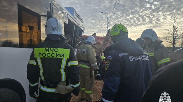 Cпасатели МЧС России оказывают помощь пострадавшим в ДТП