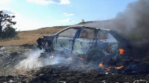 Porshe вспыхнул на плато Ай-Петри в Крыму