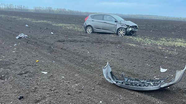 В Ростовской области машина с двумя детьми съехала в кювет и перевернулась