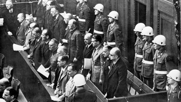 Нюрнбергский процесс (20 ноября 1945 г. - 1 октября 1946 г.). Международный военный трибунал над бывшими руководителями гитлеровской Германии. Здание Нюрнбергского Дворца юстиции.