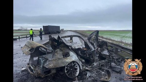 В Ростовской области BMW врезался в фуру и сгорел