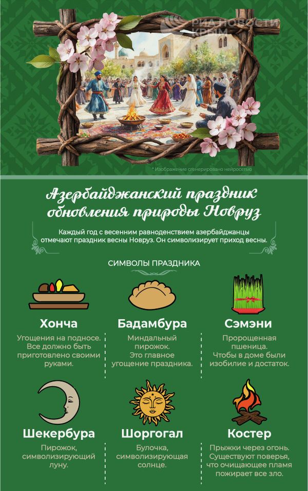 Азербайджанский праздник обновления природы Новруз. Инфографика