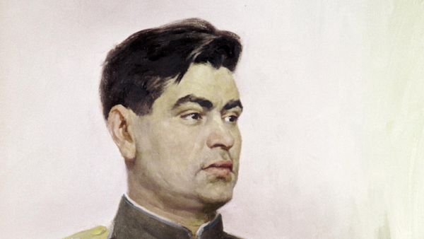 Репродукция картины Портрет Героя Советского Союза Алексея Петровича Маресьева работы художника К. М. Максимова из собраний Государственной Третьяковской галереи.