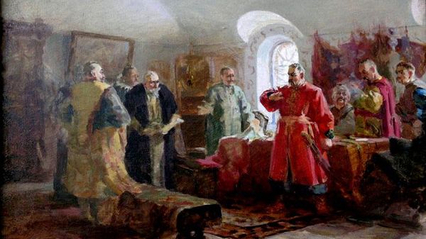 Эскиз к картине Богдан Хмельницкий и польские послы И. Петрова. Из собрания Симферопольского художественного музея