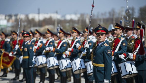Репетиция сводного оркестра Московского гарнизона к Параду Победы