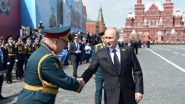 Президент РФ В.Путин на военном параде в честь 70-й годовщины Победы в ВОВ