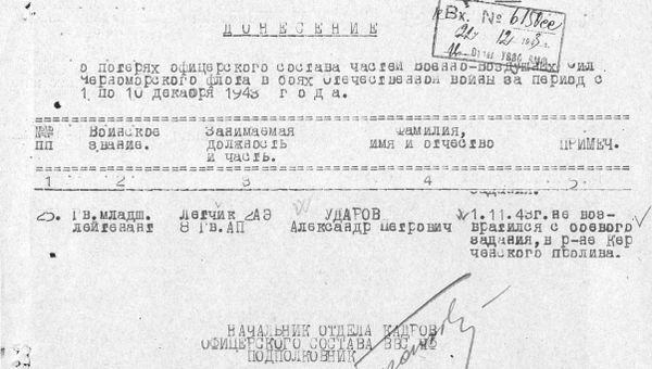 Донесение о потерях в личном составе