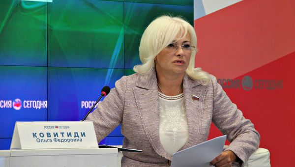 Сенатор от Крыма Ольга Ковитиди на пресс-конференции в МИА Россия сегодня в Крыму