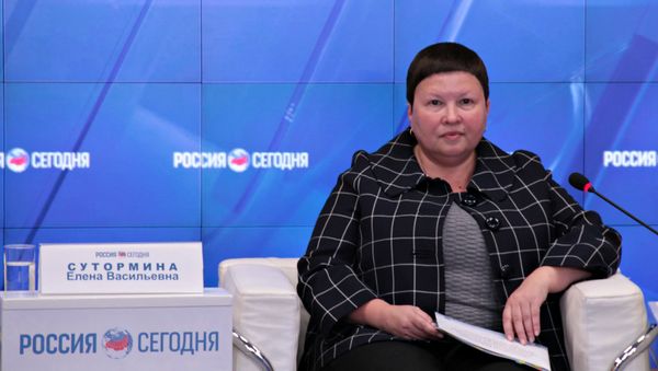 Елена Сутормина на пресс-конференции в МИА Россия сегодня в Крыму