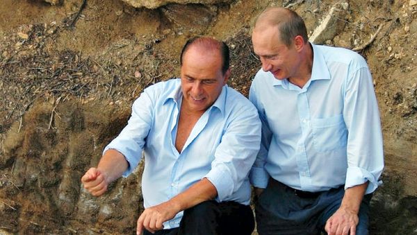 В.Путин и С.Берлускони на вилле Ла Чертоза в Италии