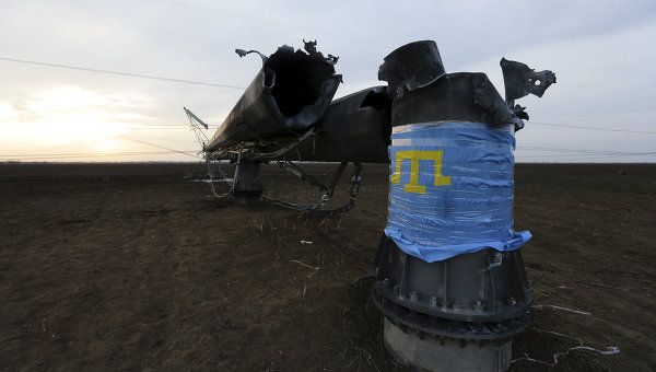 Подорванная электроопора на Херсонщине