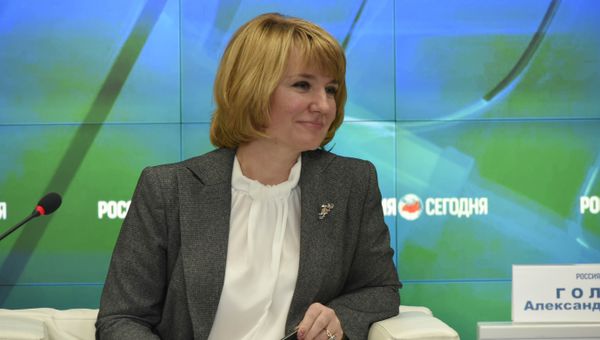 Глава регионального управления Роспотребнадзора Наталья Пеньковская на видеомосте Симферополь-Москва в пресс-центре МИА Россия сегодня