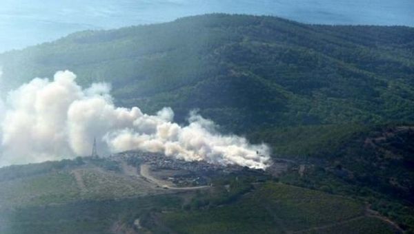 Пожар на свалке мусора в селе  Лучистом Алуштинского округа