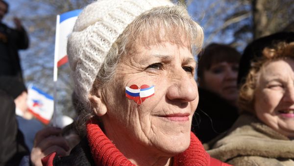 Митинг в Симферополе в честь второй годовщины референдума 2014 года