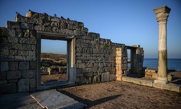 Фрагмент национального заповедника Херсонес Таврический - руины древнего города Херсонес