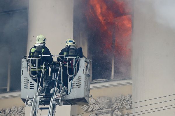 Пожар в здании Министерства обороны в Москве