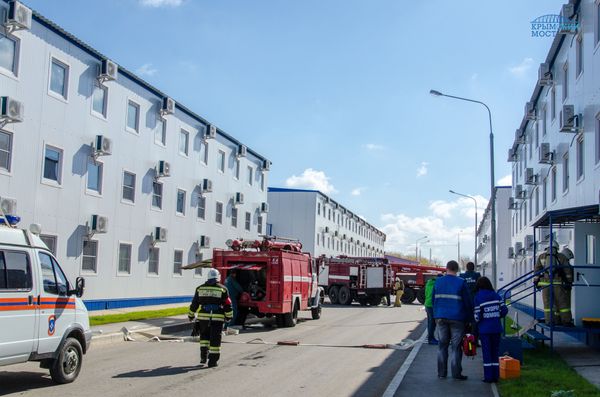 Учения на стройплощадке Крымского моста 