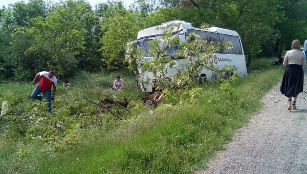 В Крыму рейсовый автобус съехал в кювет