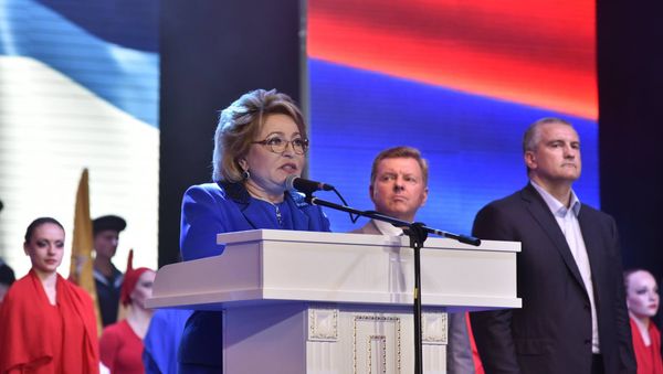 Открытие X Международного фестиваля Великое русское слово в Ялте. Председатель Совета Федерации Федерального Собрания РФ Валентина Матвиенко