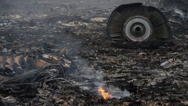 На месте крушения малазийского самолета Boeing 777 в районе города Шахтерск Донецкой области