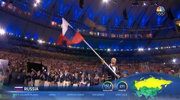 Карта России без Крыма во время трансляции открытия Олимпиады на NBC